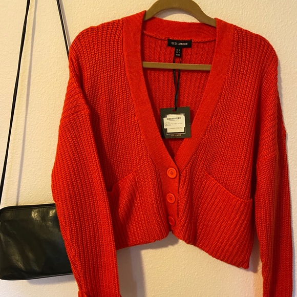 QED LONDON Cropped Cardigan ***IN ORANGE** - Picture 2 of 3